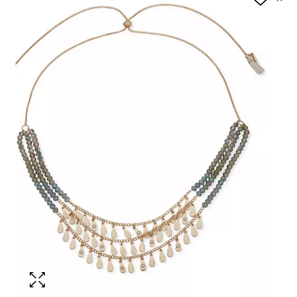 lonna & lilly Gold-Tone 3-Row Beaded Frontal Necklace